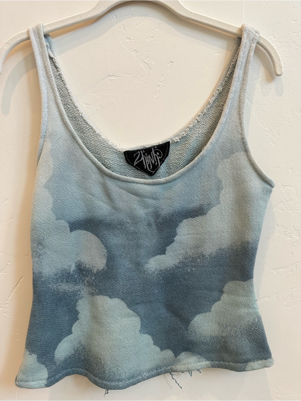 Cloud Graphic Scoop Tank Top - Blue/White - Picture 3 of 4